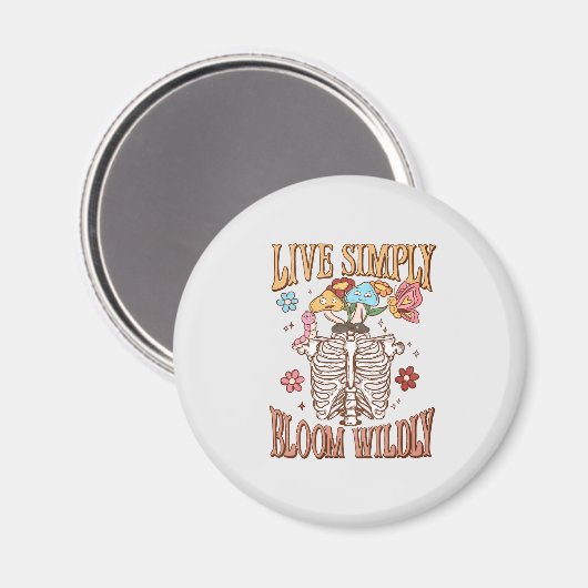 Aimant Live Simply, Bloom Wiltly - Skeleton & Champignons (Recto/Verso)