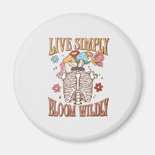 Aimant Live Simply, Bloom Wiltly - Skeleton & Champignons (Devant)