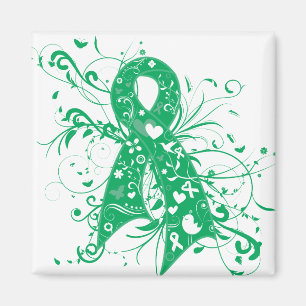 Aimant Liver Cancer Floral Swirls Ribbon