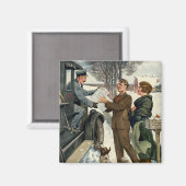 Aimant Livraison vintage de Noël victorien (Recto/Verso)