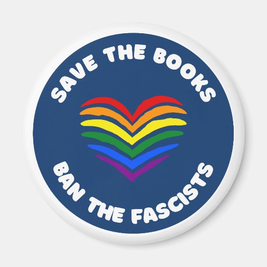 Aimant Livre anti-censure Interdire Round Rainbow Heart (Devant)