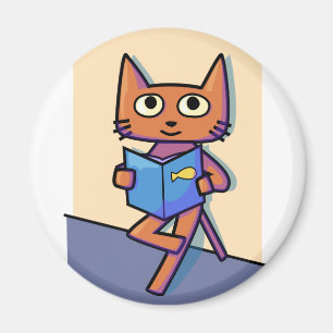 Aimant Livre de lecture mignon de chat