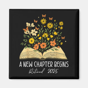 Aimant Livre floral Un nouveau chapitre commence Retraité