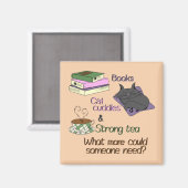 Aimant Livres, boudins de chat et thé (Recto/Verso)