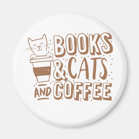 Aimant livres chats et café (Devant)
