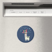 Aimant Llama cool à Santa Hat avec des flocons de neige (In Situ (Lave-vaisselle))