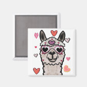 Aimant Llama cool avec lunettes de coeur (Recto/Verso)