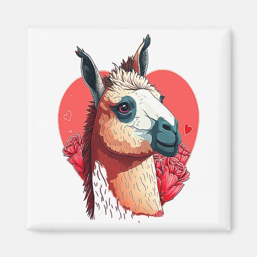 Aimant Llama Cute Alpaca Valentines Day Animal  (Devant)