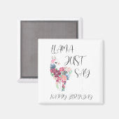 Aimant Llama dit un joyeux anniversaire (Recto/Verso)