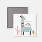Aimant Llama grand rêveur avec Cactus (Recto/Verso)