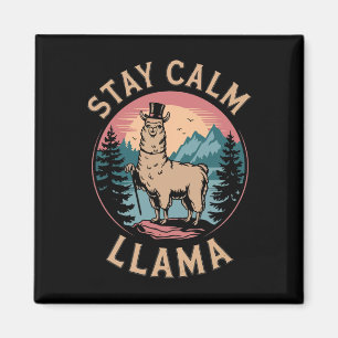 Aimant Llama Reste Calme Drôle d'Alpaga Randonnée en Mont