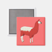 Aimant Llama Rouge Drôle (Recto/Verso)