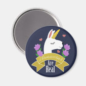 Aimant Llamacorns sont Llama & Fleurs Réelles (Recto/Verso)
