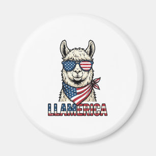 Aimant Llamerica Lama Patriotique Design Vectoriel Vintag