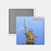 Aimant LMD014 MILAN, Statue de la Madonnine, Italie, Réfr (Recto/Verso)