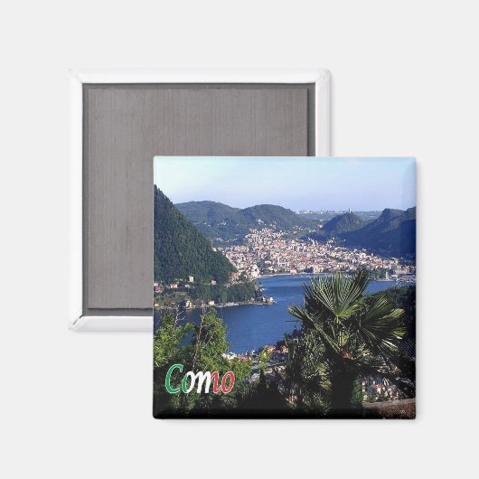 Aimant LMD089 COMO, vue aérienne, Italie, réfrigérateur (Recto/Verso)