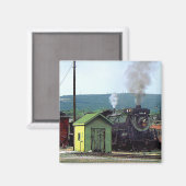 Aimant Locomotive à vapeur entrant dans le triage du trai (Recto/Verso)