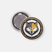 Aimant Logo à emblème de loup avec cercle doré (Recto/Verso)