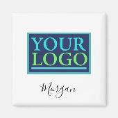 Aimant Logo/Art/Photo, Nom Script noir, Blanc (Devant)