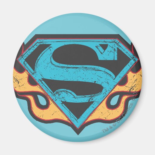 Aimant Logo bleu super fille avec flammes (Devant)