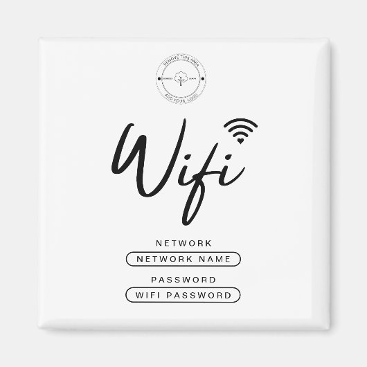 Aimant Logo d'affaires moderne noir et blanc Détails Wifi (Devant)