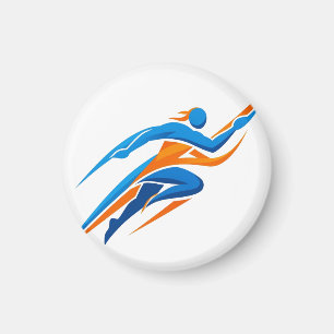 Aimant Logo de coureur dynamique bleu orange Vitesse Cade