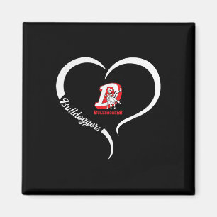 Aimant Logo de Dewey Bulldoggers Slogan demi-coeur