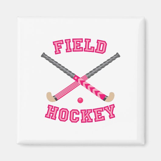 Aimant Logo de hockey sur gazon rose (Devant)