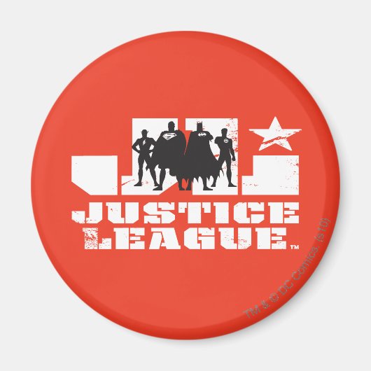 Aimant Logo de la Ligue de Justice et silhouettes de cara (Devant)