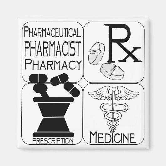 Aimant LOGO de pharmacien de pharmacie (Devant)
