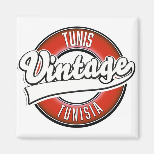 Aimant Logo de style vintage Tunis Tunisie (Devant)