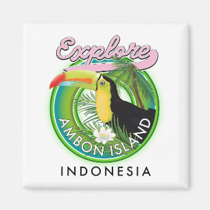 Aimant logo de voyage de l'île d'Ambon en Indonésie