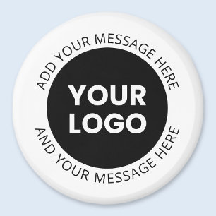 Aimant Logo d'entreprise & Texte modifiable Blanc & Noir
