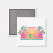 Aimant Logo du Cool Malibu-CA-Sun Palm Trees (Recto/Verso)