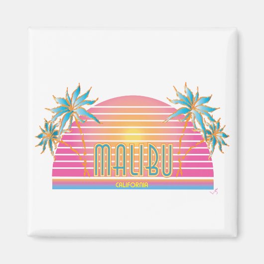 Aimant Logo du Cool Malibu-CA-Sun Palm Trees (Devant)