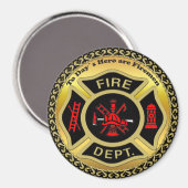 Aimant Logo du service d'incendie Badge noir et or (Recto/Verso)