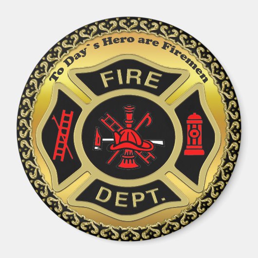 Aimant Logo du service d'incendie Badge noir et or (Devant)