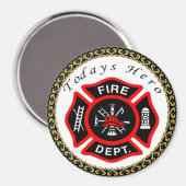 Aimant Logo du service d'incendie Badge noir et rouge (Recto/Verso)