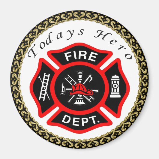 Aimant Logo du service d'incendie Badge noir et rouge (Devant)