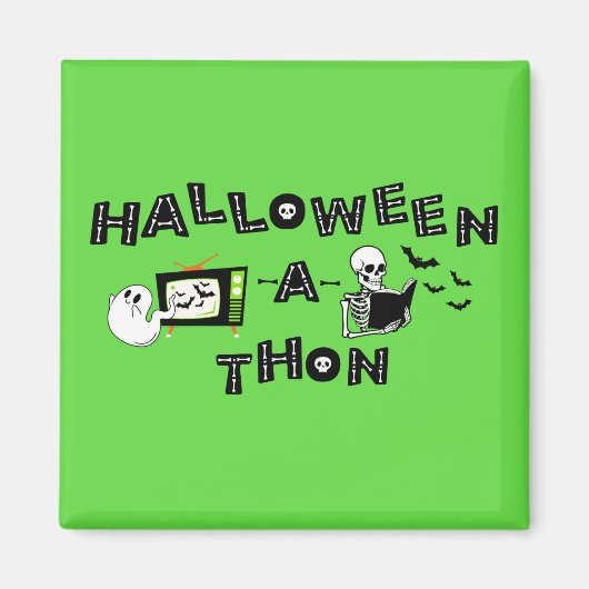 Aimant Logo Halloweenathon avec Sticker Skele (Devant)