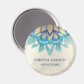 Aimant logo lotus turquoise bleu faux or (Recto/Verso)