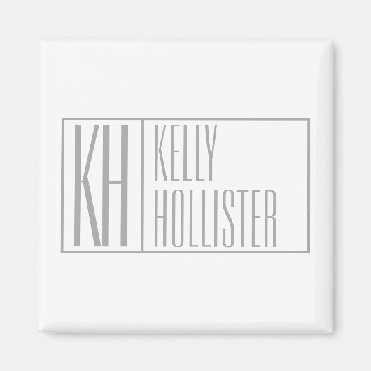 Aimant Logo Moderne Grey Initiales & Nom (Devant)