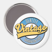 Aimant Logo rétro de Seattle Washington State. (Recto/Verso)