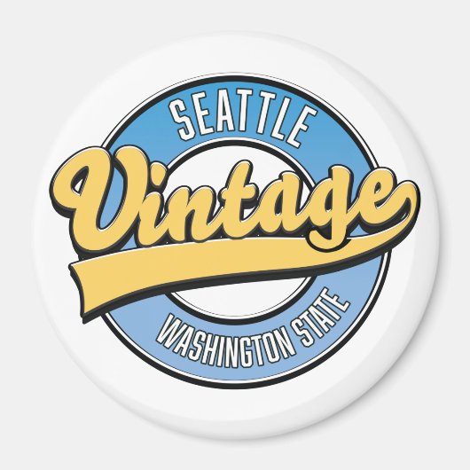 Aimant Logo rétro de Seattle Washington State. (Devant)