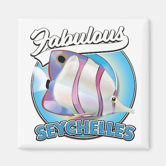 Aimant Logo rétro des Seychelles fabuleux (Devant)