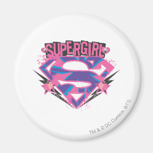 Aimant Logo Supergirl rose et violet Grunge