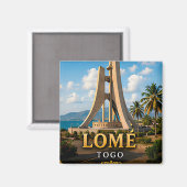 Aimant Lomé Front de mer atlantique et Monument de l'Indé (Recto/Verso)