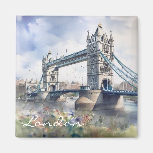 Aimant London Tower Bridge Travel Watercolor (Devant)