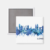Aimant Londres Angleterre Skyline Blue (Recto/Verso)
