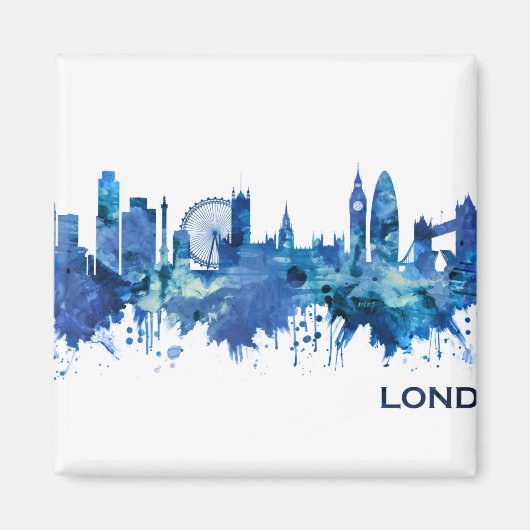 Aimant Londres Angleterre Skyline Blue (Devant)